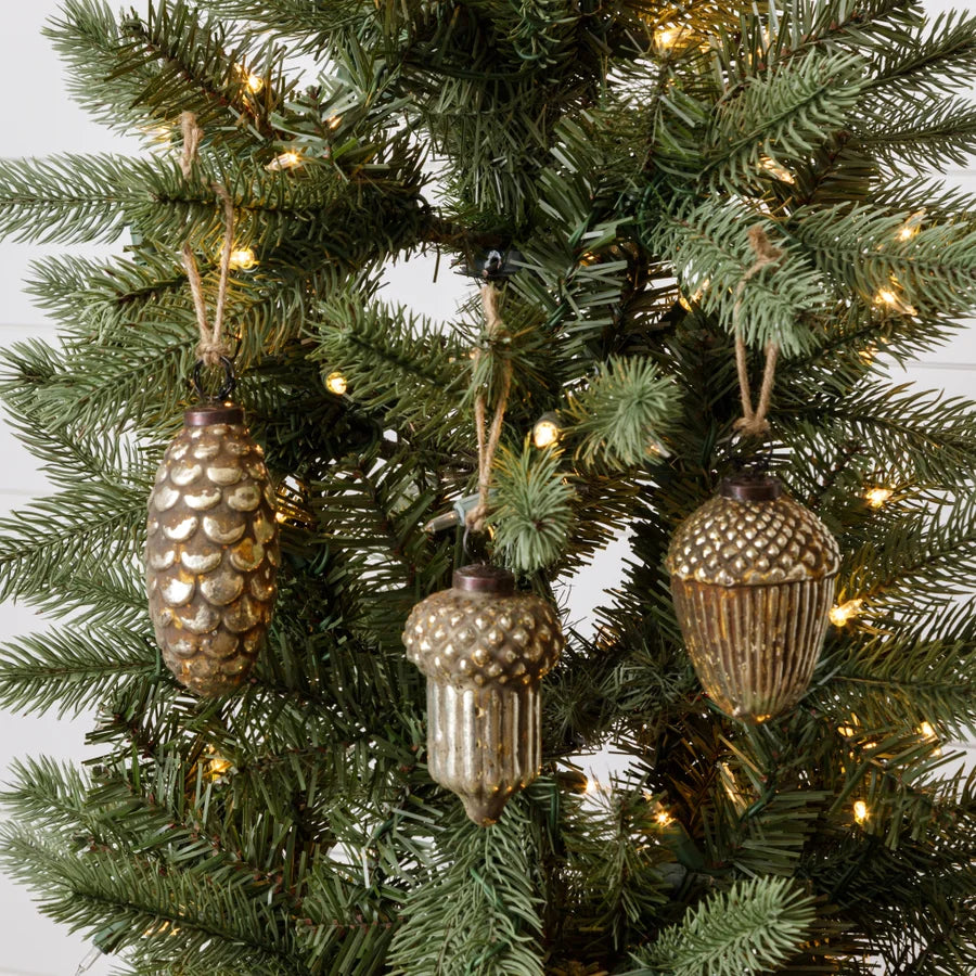 Glass Ornaments - Champagne Nuts & Pinecone