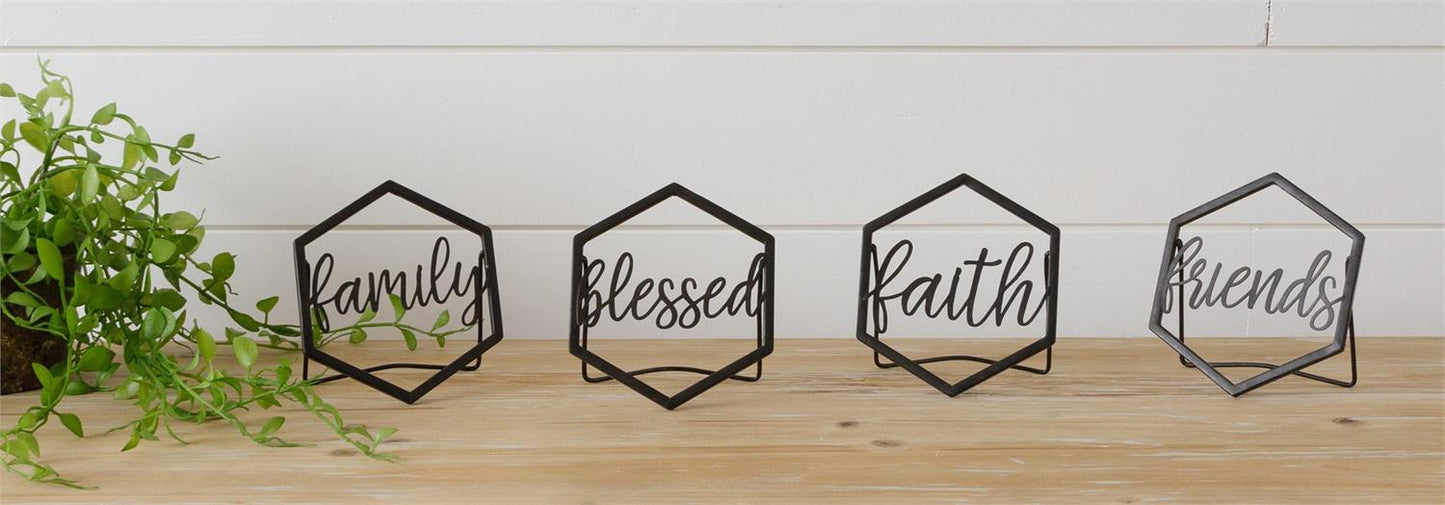 STANDING SIGNS - FRIENDS, BLESSED, FAITH, FAMILY