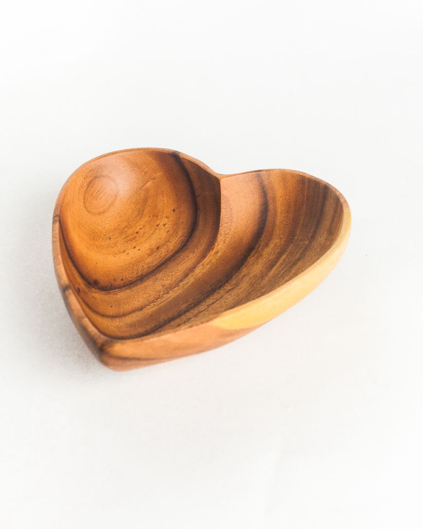 Acacia Wood 10" Heart Bowl