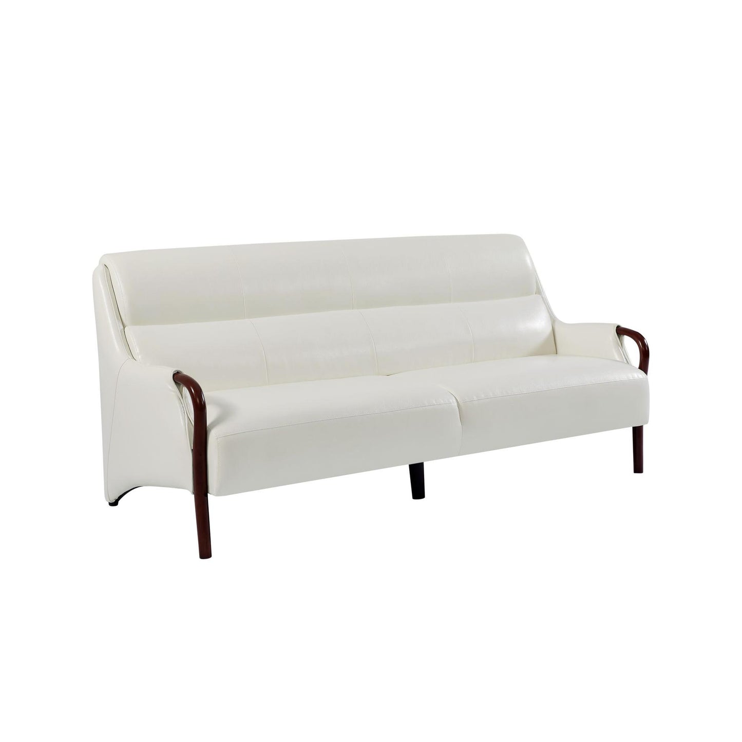 Modern-Central Sofa PU Leather Wooden Legs Bench for Living Room