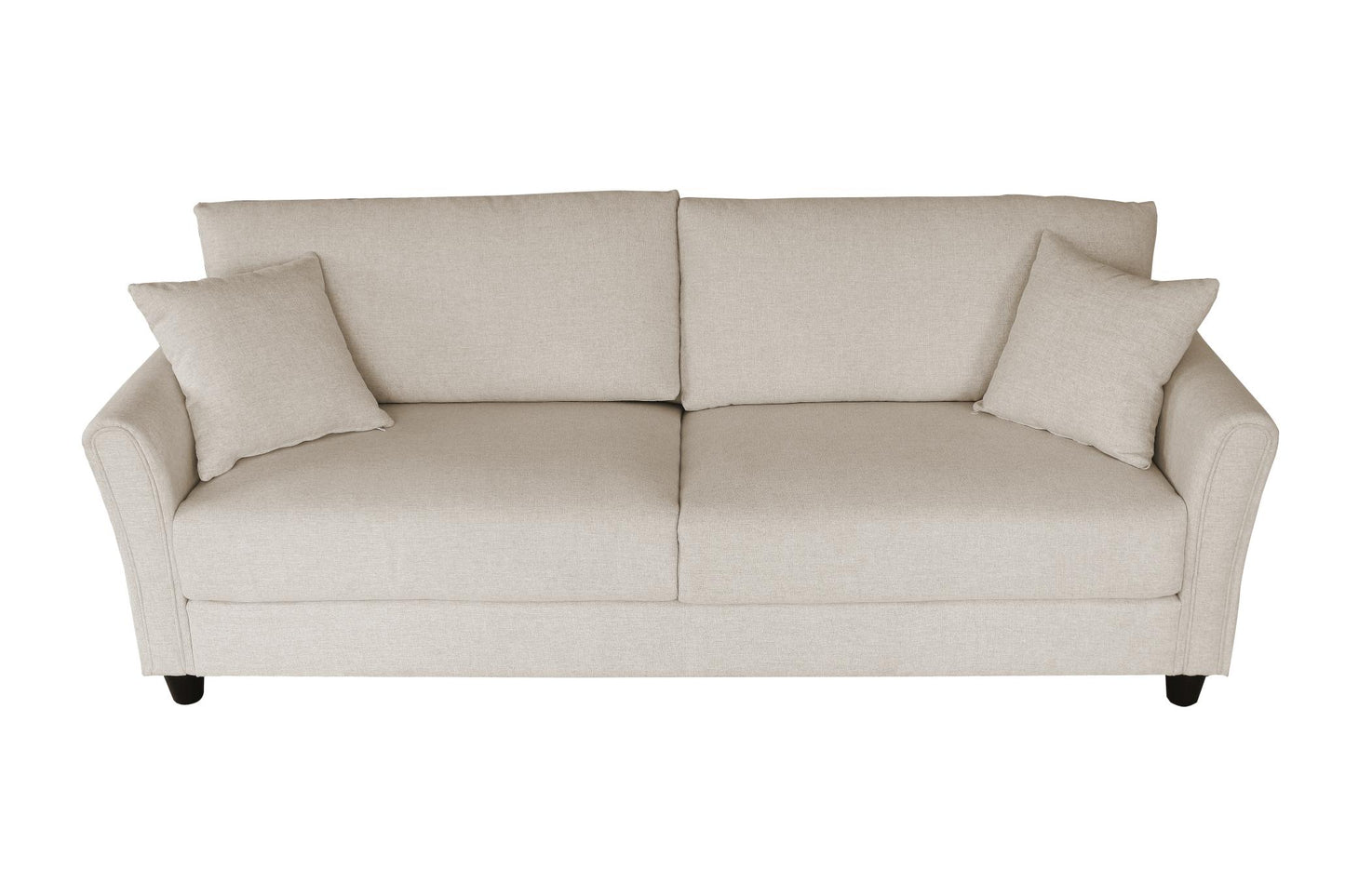 Loveseat Sofa Beige Linen with 2 Pillows