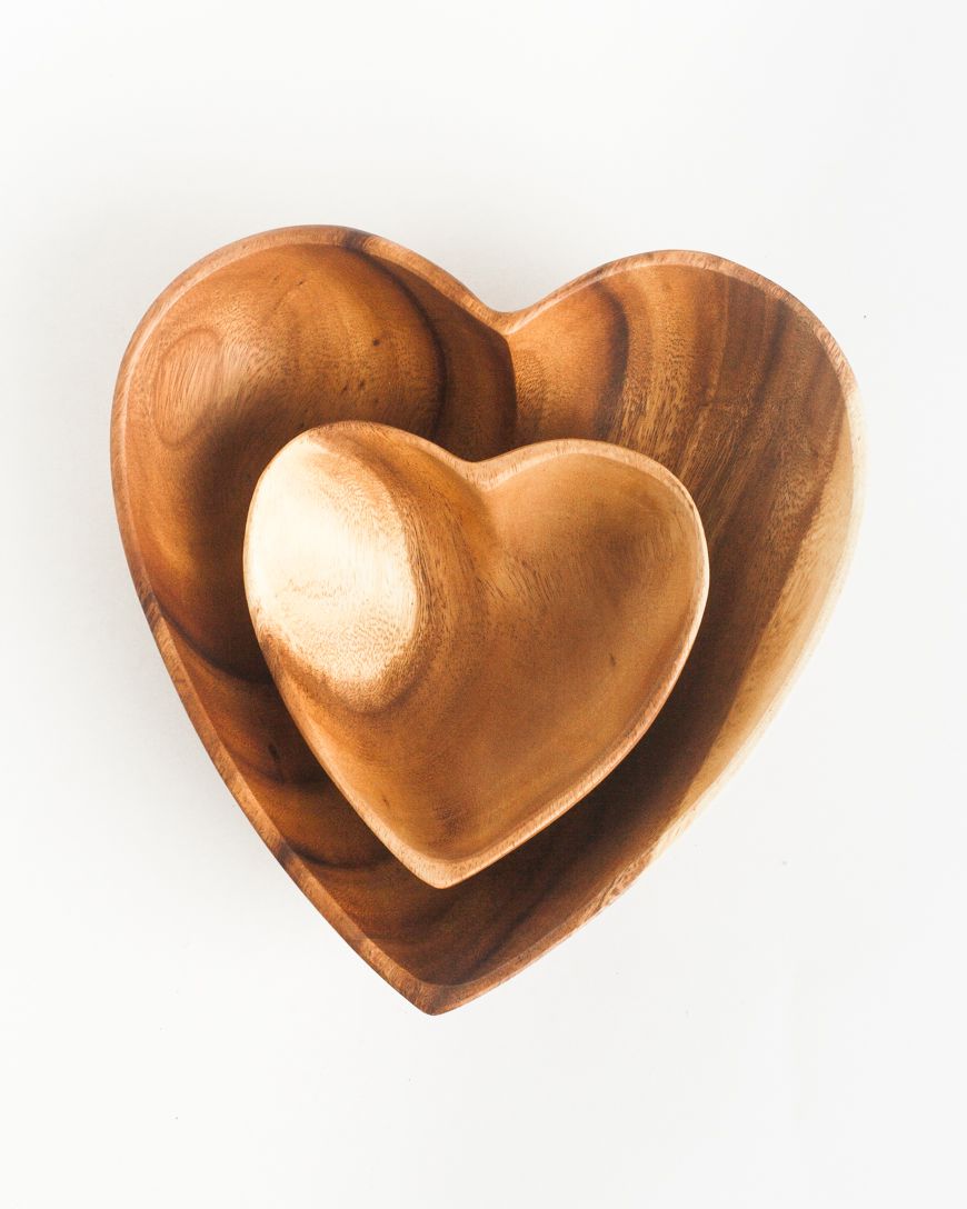 Acacia Wood 10" Heart Bowl